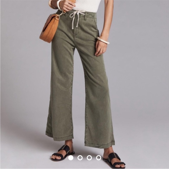 PAIGE Pants - Paige Carly Wide-Leg Pants in Vintage Ivy Green Size 28